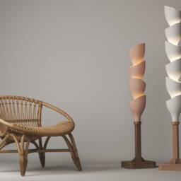 Ceramic Floor Lamp Organic Modern, Handmade Living Room Statement Light, Contemporary Freestanding - Heliconia - thumbnail 2