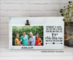 Friends Wood Picture Frame, Friendship Is Weird Personalized Photo Holder, Custom Best Friend Funny Coworker Gift - thumbnail 1