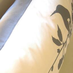 Grey Print On Off White Blooming Blossom Rectangle Pillow - thumbnail 4