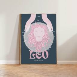 Leo Zodiac Print - Astrology Prints, Colourful Wall Art, Retro Print, Star Sign, Eclectic Decor - thumbnail 1