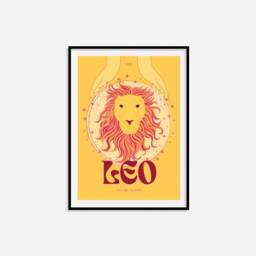 Leo Zodiac Print - Astrology Prints, Colourful Wall Art, Retro Print, Star Sign, Eclectic Decor - thumbnail 2