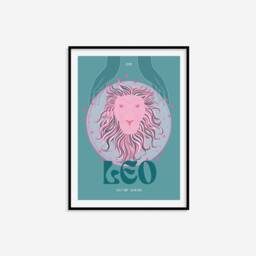 Leo Zodiac Print - Astrology Prints, Colourful Wall Art, Retro Print, Star Sign, Eclectic Decor - thumbnail 3