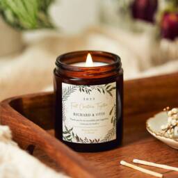 Personalised First Christmas Candle Botanical Wreath, Soy Wax, Couples Gift