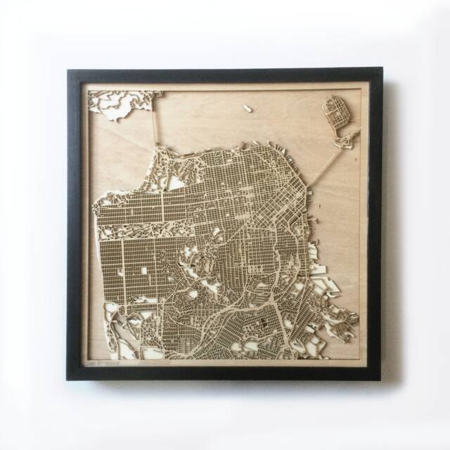 San Francisco Wooden Map - Laser Cut Framed 3D Wall Art - image 1
