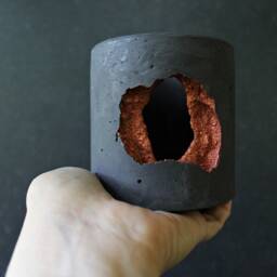 Magma Open Candle Lamp, Molten Copper Concrete Vessel, Industrial Decor - Volcano Collection - thumbnail 2