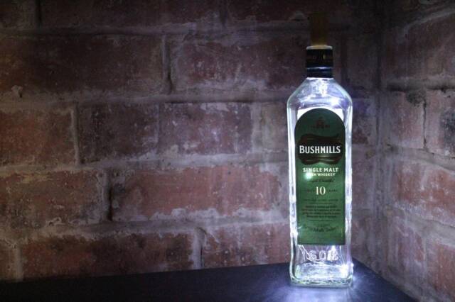Upcycled Bushmills Whiskey Bottle Lamp 20 Led Man Cave Bar Light - image 1