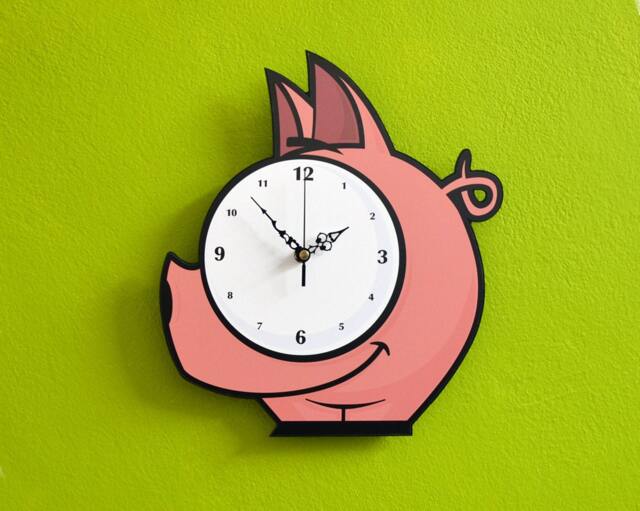 Cute Little Pig Cartoon - Wall Clock