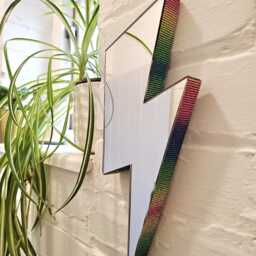 Rainbow Rhinestone Lightning Bolt Mirror Handmade Eclectic Wall Decor - thumbnail 2