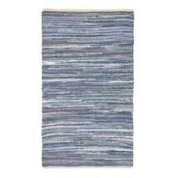 Handwoven Blue Denim Chindi Rug - Recycled Cotton Striped - thumbnail 2