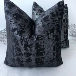 style No. 76 - Luxury Black & Silver Scatter Cushions, Sofa Set, Bed Cushion, Velvet, Handcrafted By The Couture Cushion - thumbnail 2