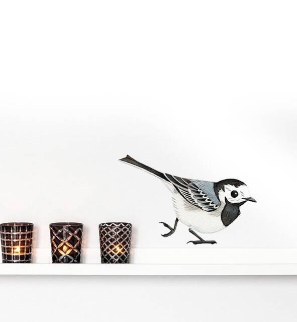 Curious White Wagtail Wall Sticker Decal - Dogs & Pets Stickers, Art, Decals, Kids Animals Decals