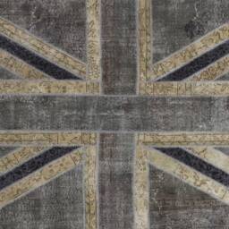 Union Jack Rug Hand-stitched Turkish Patchwork, Grey & Beige - thumbnail 4