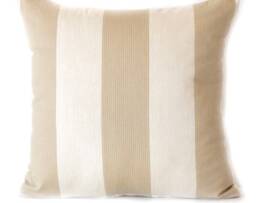 Custom Pillow Covers - Farmhouse Cottage Stripe Ticking Natural Linen Throw Pillows Decorative Accent 16x16 18x18 Blue Gray - thumbnail 3