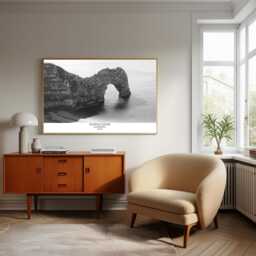 Durdle Door Print Black & White Landscape Photography, Dorset Wall Art - thumbnail 1