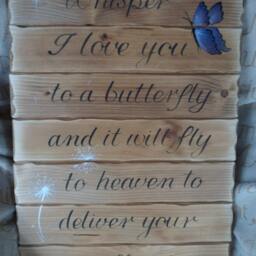 Whisper I Love You To A Butterfly Wooden Sign/Plaque, Butterfly Memorial Wall Decor Fly Heaven Rustic Wood Sign Beraevement Keepsake Gift - thumbnail 2