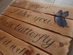 Whisper I Love You To A Butterfly Wooden Sign/Plaque, Butterfly Memorial Wall Decor Fly Heaven Rustic Wood Sign Beraevement Keepsake Gift - thumbnail 1