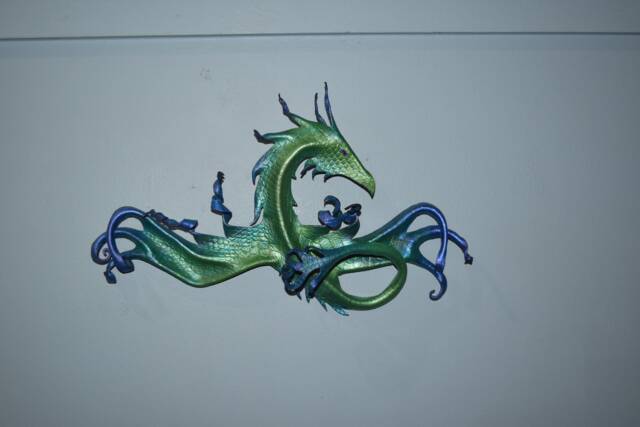 Leather Dragon Sea Serpent Wall Hanging - 14 Inch Wingspan This One Available Now - image 1
