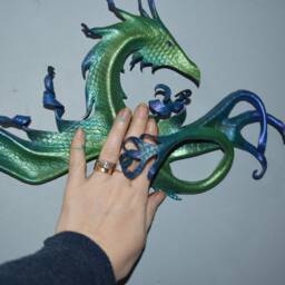 Leather Dragon Sea Serpent Wall Hanging - 14 Inch Wingspan This One Available Now - thumbnail 3