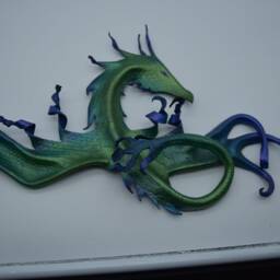 Leather Dragon Sea Serpent Wall Hanging - 14 Inch Wingspan This One Available Now - thumbnail 4