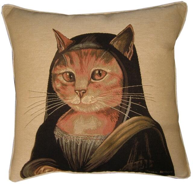 Susan Herbert Mona Lisa Cat Tapestry Cushion Cover Sham - image 1