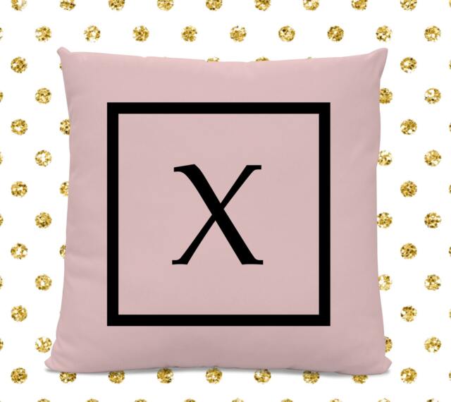Initial Pillow - Letter With X Monogrammed Custom Throw Pink