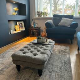 Extra Large Footstool/Coffee Table Non Storage 130 X 70 cm in Faux Linen Ivory Colour. UK Delivery Only - thumbnail 4