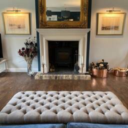 Extra Large Footstool/Coffee Table Non Storage 130 X 70 cm in Faux Linen Ivory Colour. UK Delivery Only - thumbnail 2