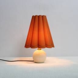 Handmade Scallop Ocher Fabric Table Lamp With Ceramic Base-62#