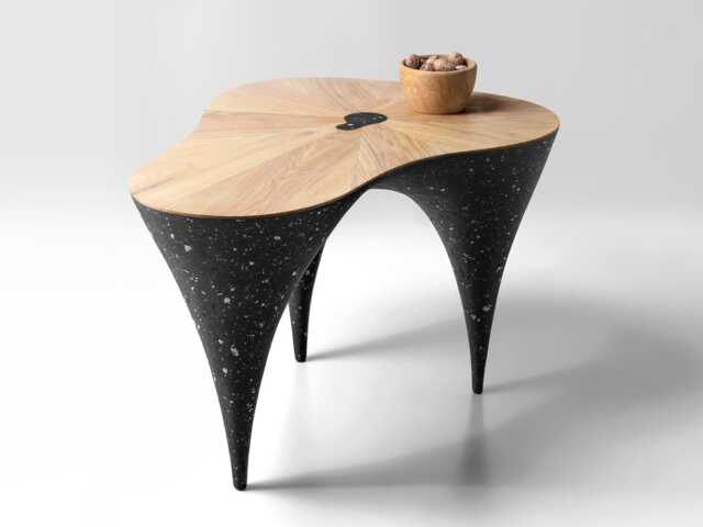 still Poise Sculptural Coffee Table - Oak Top With Slim Legs, Contemporary Handmade Design - image 1