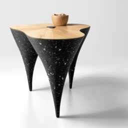 still Poise Sculptural Coffee Table - Oak Top With Slim Legs, Contemporary Handmade Design - thumbnail 2