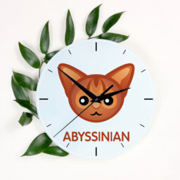 A Clock With A Abyssinian Cat. New Collection The Cute Art-Dog Cat