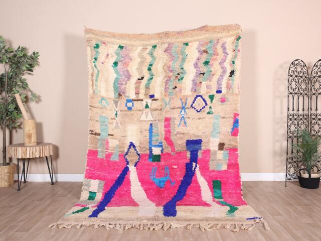 Vintage Purple Boujaad Rug, Authentic Moroccan Rug 5x8 Ft - image 1