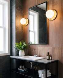 Minimalist Wall Sconce, Bathroom Modern Brass Vanity Light, Crystal Glass Lamp, Bedroom Hanging Lamp - thumbnail 1