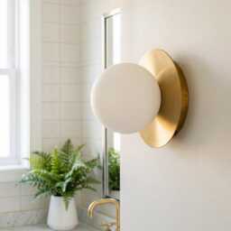 Minimalist Wall Sconce, Bathroom Modern Brass Vanity Light, Crystal Glass Lamp, Bedroom Hanging Lamp - thumbnail 2