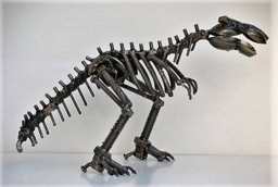 T-Rex Scrap Metal Sculpture, Handmade Desk Paperweight Art, Geek Valentine Gift For Him - thumbnail 2