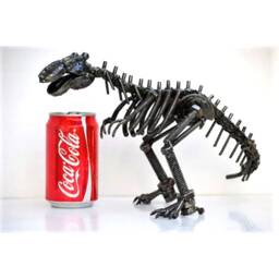 T-Rex Scrap Metal Sculpture, Handmade Desk Paperweight Art, Geek Valentine Gift For Him