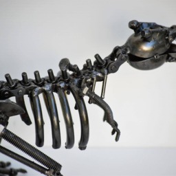 T-Rex Scrap Metal Sculpture, Handmade Desk Paperweight Art, Geek Valentine Gift For Him - thumbnail 4