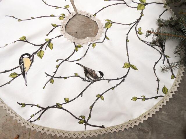 Christmas Tree Skirt Decor Woodland Swedish Fabric Ornament Scandinavian Decoration - image 1