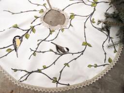 Christmas Tree Skirt Decor Woodland Swedish Fabric Ornament Scandinavian Decoration