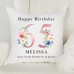 Personalised 65Th Birthday Cushion Pillow - Custom Message Gifts & Unique Present Ideas For Mum, Grandma, Sister Or Friend - thumbnail 2