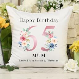 Personalised 65Th Birthday Cushion Pillow - Custom Message Gifts & Unique Present Ideas For Mum, Grandma, Sister Or Friend - thumbnail 1