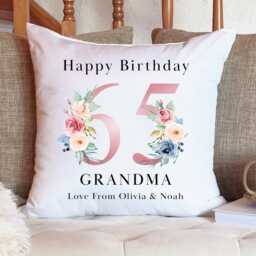 Personalised 65Th Birthday Cushion Pillow - Custom Message Gifts & Unique Present Ideas For Mum, Grandma, Sister Or Friend - thumbnail 3