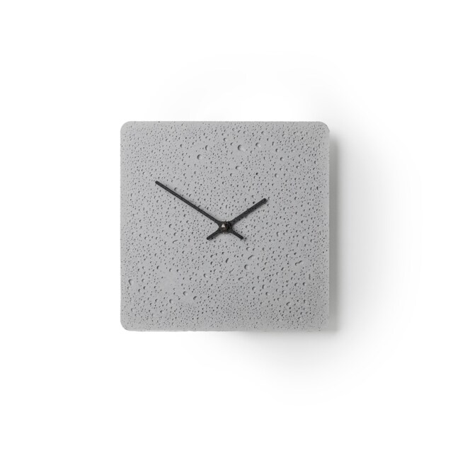 Small Square Wall Clock Sl200112 - Concrete Clock, Grey With Black Hands - image 1