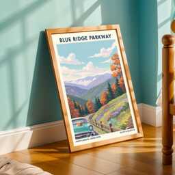 Blue Ridge Parkway Poster - North Carolina Wall Art Us State Gift For Traveller Usa Travel Print Decor - thumbnail 2