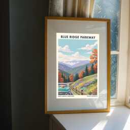 Blue Ridge Parkway Poster - North Carolina Wall Art Us State Gift For Traveller Usa Travel Print Decor - thumbnail 3