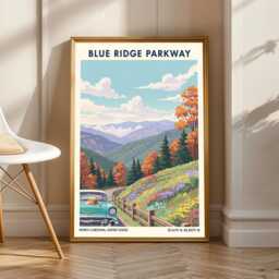 Blue Ridge Parkway Poster - North Carolina Wall Art Us State Gift For Traveller Usa Travel Print Decor - thumbnail 1