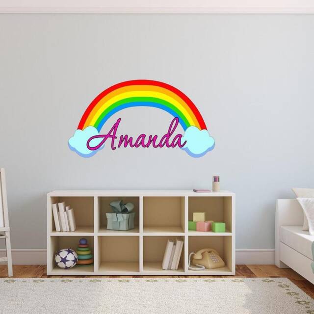 Rainbow Custom Name Decal Kids Room Nursery Wall Sticker - Vwaq Rb2