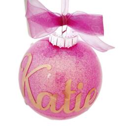 Pink Glitter Personalised Bauble - thumbnail 2