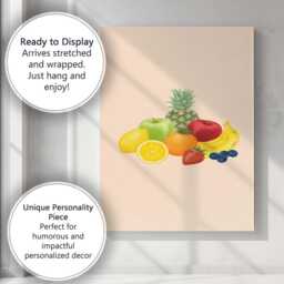 Fresh Mixed Fruit Collection Minimalist Botanical Canvas Wall Art Print Decor Picture Ready To Hang - thumbnail 3