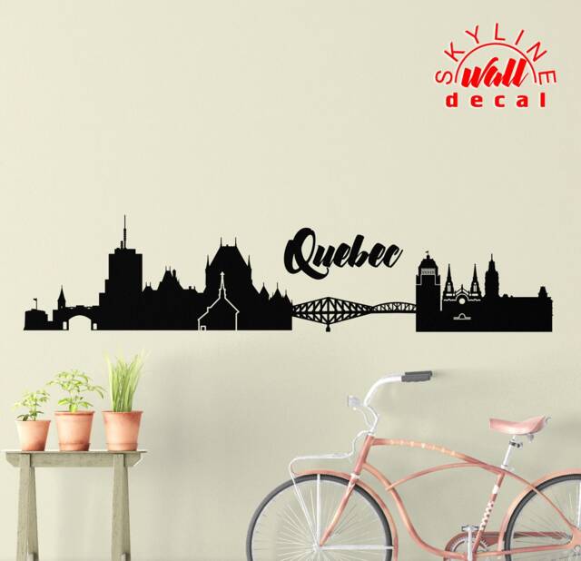 Quebec City Skyline Wall Decal, Skyline Vinyl Canada Cityscape, Interior Sticker Vinyl, Sticker, Office Decal - image 1